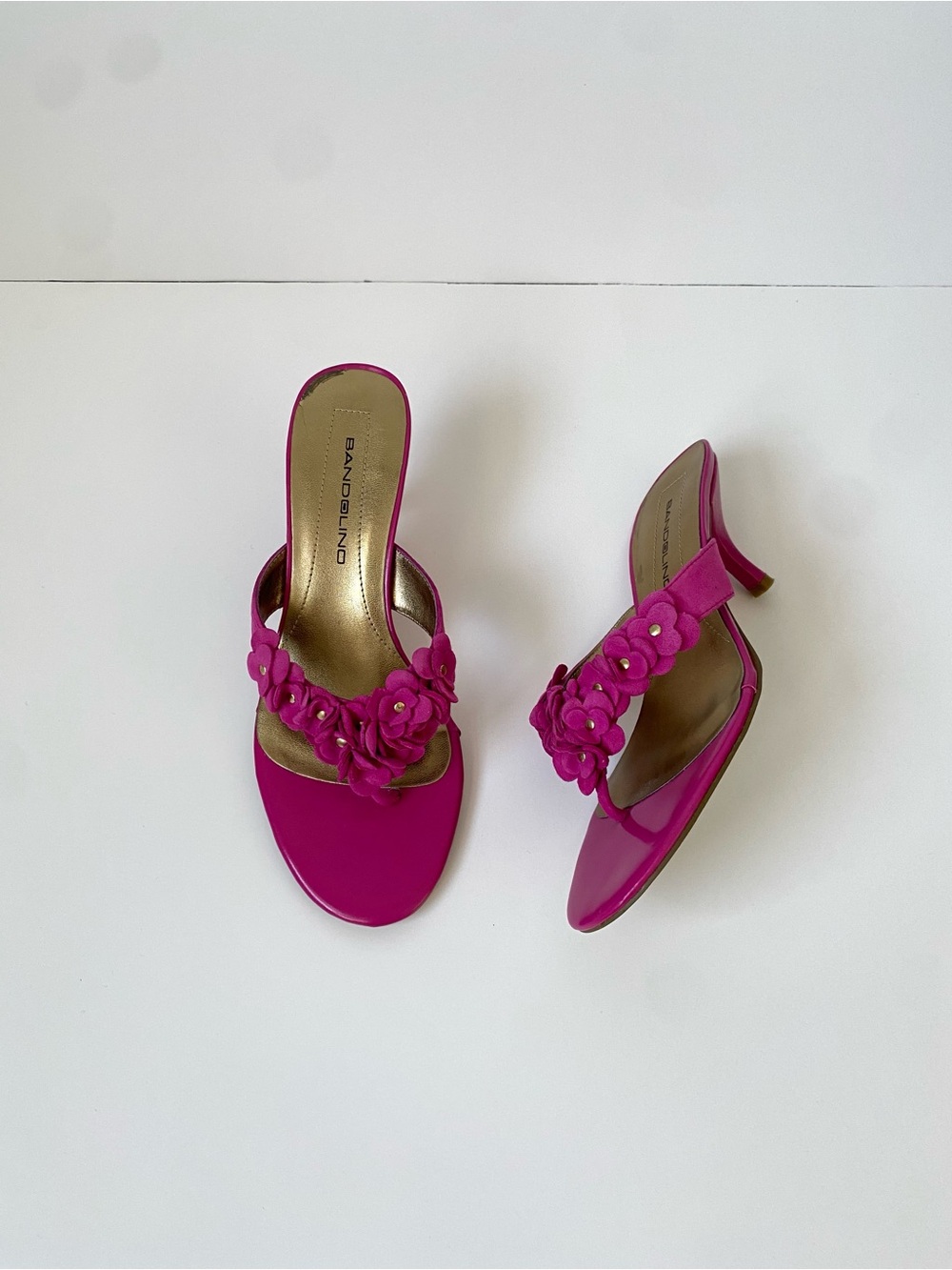 Bandolino Hot Pink/ Fuchsia Floral Suede Sandal Mules Size 7